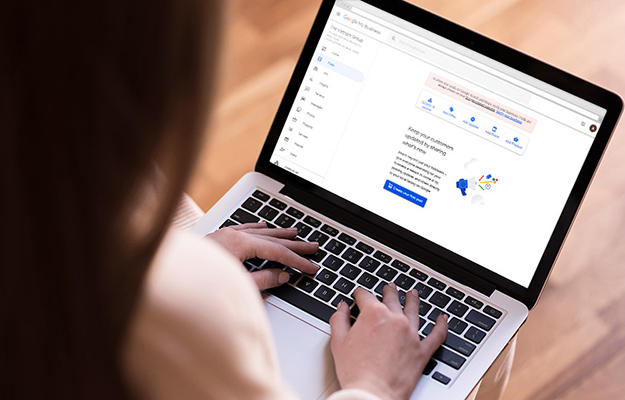 woman posting on my google business on her laptop | Post Regularly on Your Listing Page | 5 Ways to Rank Higher on Google Maps in 2021