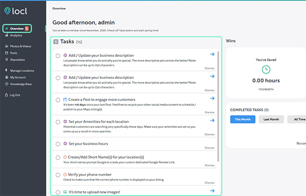 task management highlighted on Locl | Locl Helps Users Save Time Marketing Their Business