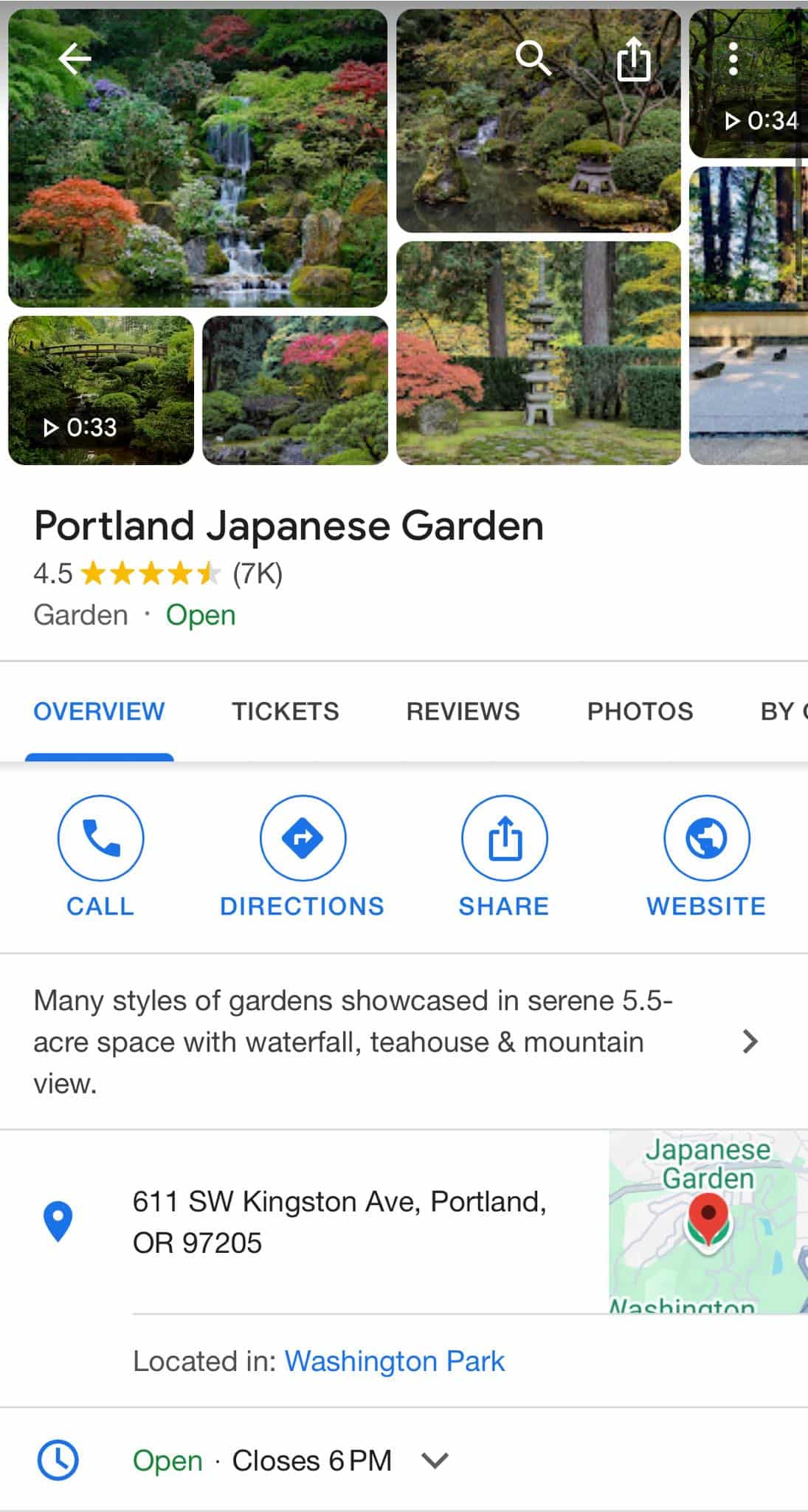 Portland Japanese Garden GBP Listing